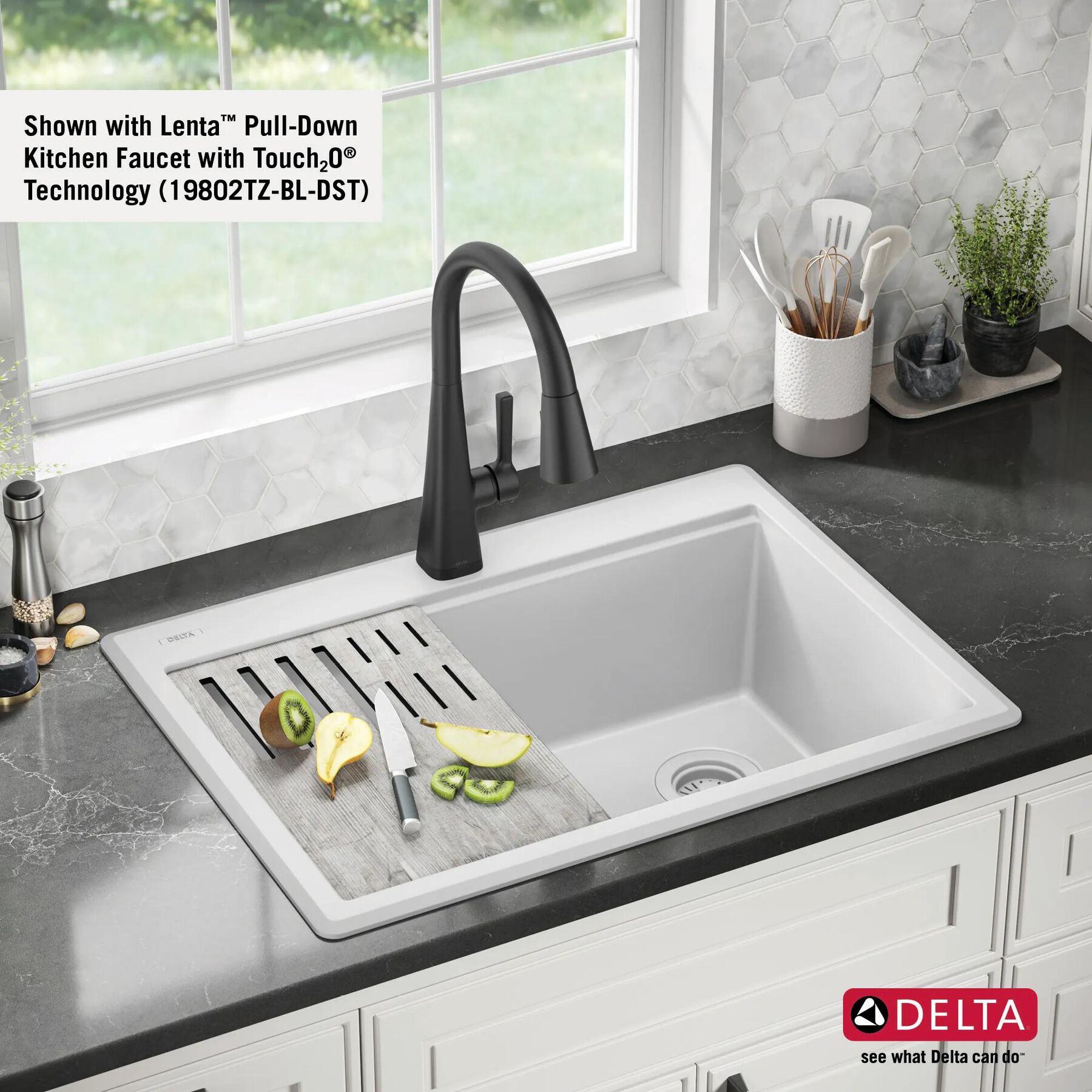 30&rdquo; Granite Composite Workstation Kitchen Sink Drop-In Top Mount Single Bowl with WorkFlow&trade; Ledge and Accessories in White